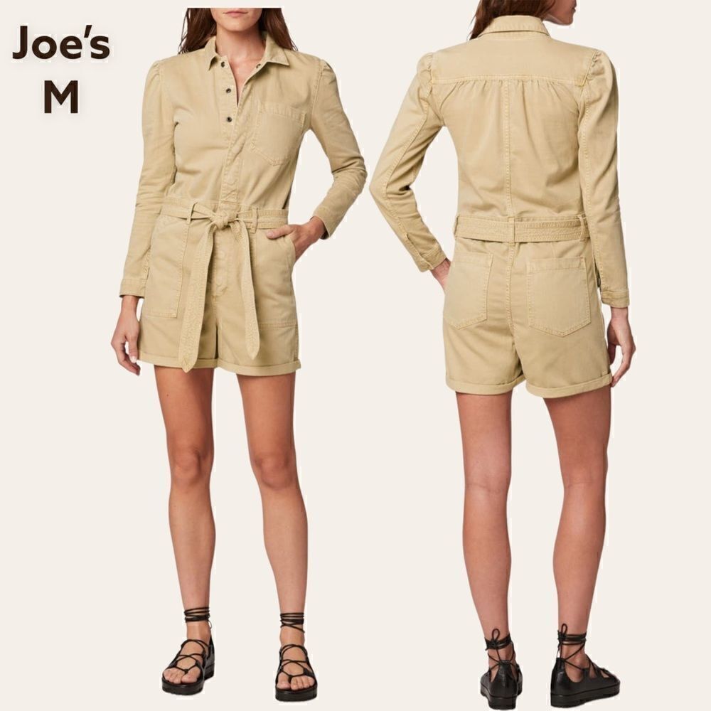 NWT JOE’S belted cuffed denim cotton romper M